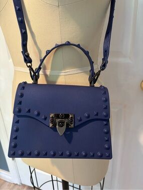 Studded Top Handle Crossbody Bag - Navy